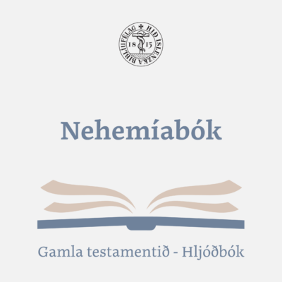 Mynd með orðunum Nehemíabók, Gamla testamentið - hljóðbók og teiknuð mynd af opinni bók